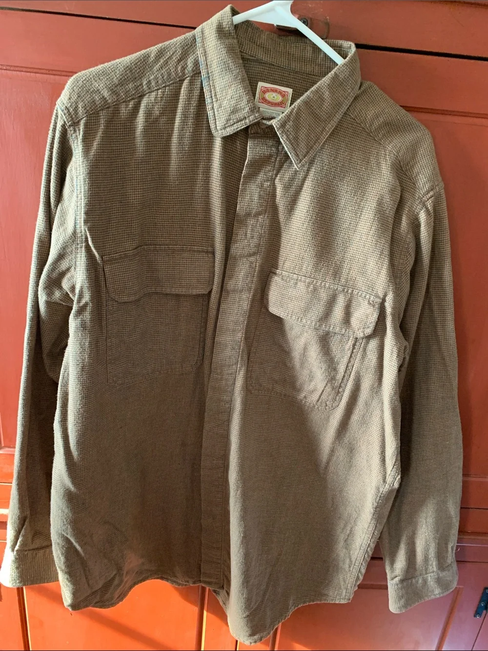Vintage Banana Republic Men's Blue-Brown Lightweight Shirt Jacket Large Cotton